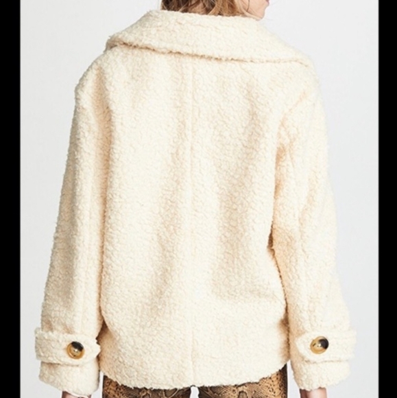 Free People Teddy Coat Sherpa Jacket Cozy Size M Button front Ivory - Picture 3 of 13